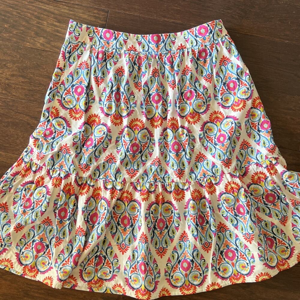Boden Tiered A-line Womens Skirt paisley & floral pattern Sz UK-12 US-8 Bohemian
